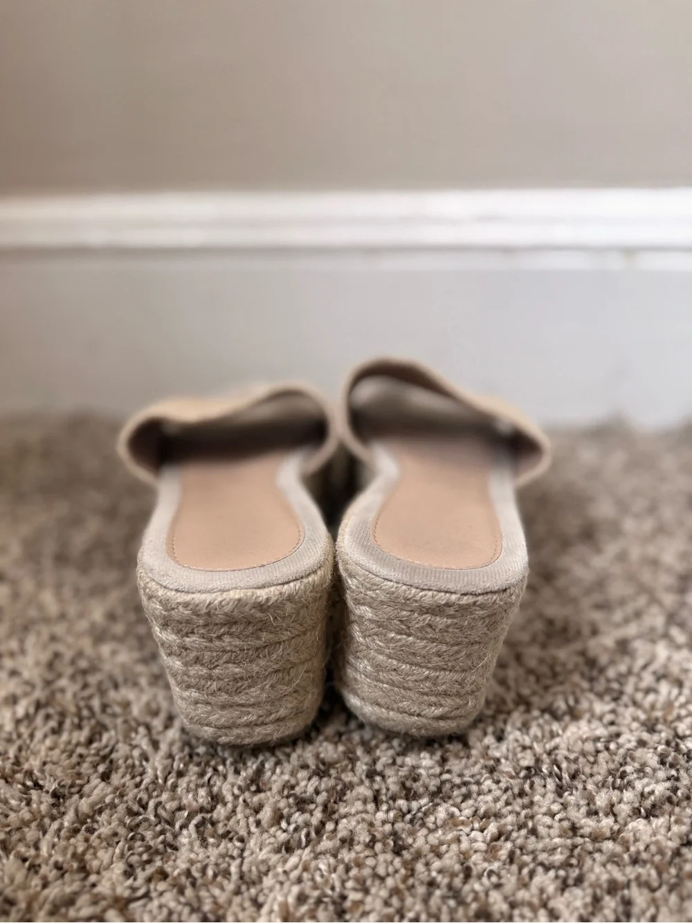 Beige Espadrille Platform Slide Sandals Size 39